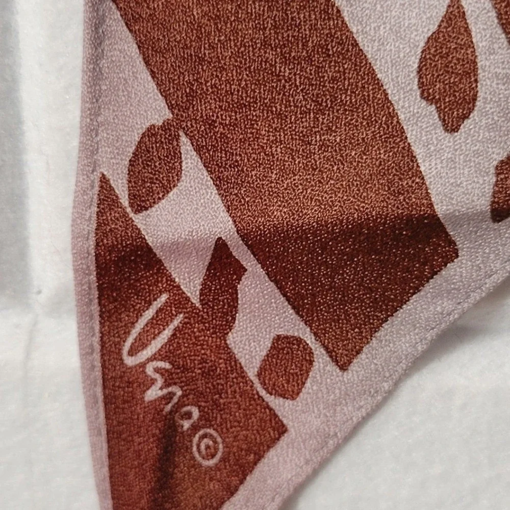 Vintage 1970s Vera Neumann Scarf Brown Ombre Blue Mauve Acetate Crepe Mod